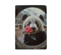 Funda de piel para pasaporte con diseño de animal con rosa para mujer, Rosa panda curiosa