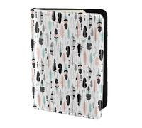 Funda de piel para pasaporte, con diseño de plumas. Impresión, de piel auténtica, respetuosa con el medio ambiente