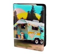Funda de piel para pasaporte con estampado «You Make Me Happy Camper» para mujeres y hombres, cartera de viaje para pasaporte, Negro -, Talla única
