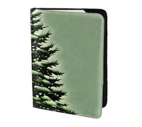 Funda de piel para pasaporte, diseño de árbol de aguja de pino, con estampado de paisaje invernal para mujeres y hombres, cartera de viaje para pasaporte, Negro -, Talla única