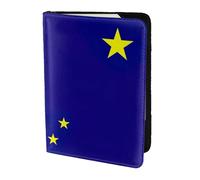 Funda de piel para pasaporte, diseño de bandera del estado de Alaska, ecológica, de piel auténtica, esencial para viajes