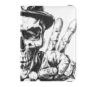 Funda de piel para pasaporte, diseño de calaveras y dedos, color negro, con ranura para tarjeta de vacunación, ultrafina, negro (Black Skulls Fingers), 1 size