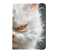 Funda de piel para pasaporte, diseño de gatos angora turcos y cólera de dibujos animados, funda para tarjeta de vacunación, ultra delgada, Divertidos gatos angora turcos de dibujos animados, 1 size