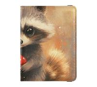Funda de piel para pasaporte, diseño de seta de mapache gris con dibujos animados, funda para pasaporte, funda para pasaporte, ultrafina, Lindo hongo mapache gris de dibujos animados, 1 size