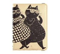Funda de piel para pasaporte, organizador de documentos de viaje, diseño de gatos, color negro y marrón, Lindos gatos, negro y marrón, 1 size