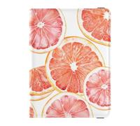 Funda de piel para pasaporte, tarjetero, ligera, con rodajas de pomelo y melocotón