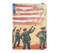 Funda de piel para pasaporte y tarjeta de vacunación de soldados marchando en el desfile, funda para pasaporte, documentos de viaje, funda para pasaporte, funda para pasaporte, funda para viaje