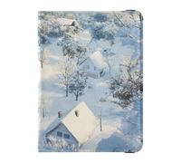 Funda de piel para pasaporte y tarjeta de vacunación personalizable The Snow-covered Town, ultra delgada, La ciudad cubierta de nieve, 1 size