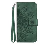 Funda de piel para Realme C75 4G girasol flip funda wallet funda de piel sintética funda protectora con ranuras para tarjetas para Realme C75 4G teléfono móvil fundas verde