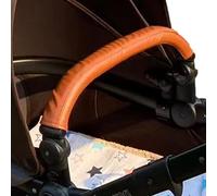 Funda de piel para reposabrazos de bebé compatible con cochecito Mima Xari, funda protectora para barra de parachoques (marrón, para mango de niño)