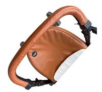 Funda de piel para reposabrazos de bebé compatible con cochecito Mima Xari, funda protectora para barra de parachoques (marrón, para mango de mamá)