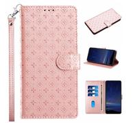 Funda de piel para Samsung Galaxy A55 5G Flip Funda Wallet Case, Relieve Clover Teléfono Móvil PU Cuero Funda Case Tarjetero Funda Compatible con Samsung Galaxy A55 5G Oro Rosa
