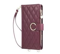 Funda de piel para Samsung Galaxy S23 Plus, funda con tapa y cremallera, funda de piel sintética con tarjetero, función atril, monedero, correa, funda para teléfono móvil, color lila