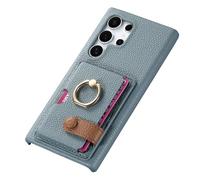 Funda de piel para Samsung Galaxy S25 Ultra/S25 Plus/S25, diseño de cicatrices de Litchi, funda con anillo, ranuras para tarjetas, funda ultrafina, azul, S25
