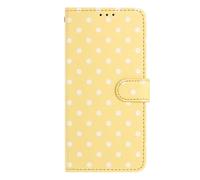 Funda de piel para ZTE Blade A33s Flip Funda Wallet Case, Ondas Funda Teléfono Móvil PU Cuero Funda Case Tarjetero Funda Compatible con ZTE Blade A33s Amarillo