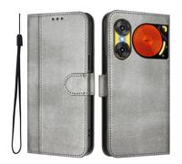Funda de piel para ZTE Nubia Music 2, estilo retro, PU/TPU, funda tipo cartera, funda tipo libro de alta calidad con ranuras para tarjetas y soporte, color gris