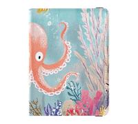 Funda de piel personalizable con diseño de animales escondidos en el arrecife de coral, funda para pasaporte, funda ligera para pasaporte, cartera, animal mar escondido en el arrecife de coral, 1 size