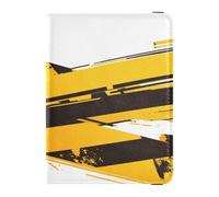 Funda de piel personalizable con diseño de rayas amarillas para pasaporte y tarjetas de vacunación, funda para pasaporte, bonito libro para pasaporte, impermeable, Rayas amarillas de advertencia, 1