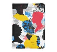 Funda de piel personalizable con diseño de silueta de personas para pasaporte, cartera para tarjetas de vacunación, organizador de documentos, accesorios ultra delgados, Gente, silueta, arte, calle, 1