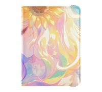 Funda de piel personalizable con diseño de unicornios mágicos para niña, girasol, funda para pasaporte, organizador de documentos de viaje, bonito libro de pasaporte, ultrafino, Unicornios mágicos