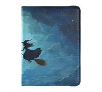 Funda de piel personalizable con texto en inglés "A Witch Is Flying para pasaporte", funda impermeable para pasaporte, Una bruja está volando, 1 size