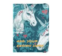 Funda de piel personalizada para pasaporte y tarjeta de vacunación, combo de dibujos animados de unicornios blancos personalizados, organizador de documentos de viaje, lindo libro de pasaporte, ultra