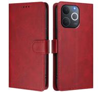 Funda de piel sintética compatible con Realme Note 70 4G/Note 70T 4G/Narzo 80 Lite 4G/C71 4G India, funda tipo cartera de piel sintética con bloqueo RFID, tarjetero, función atril, color rojo