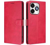 Funda de piel sintética compatible con UMIDIGI G100X 5G/G9X/NOTE 100X 5G, funda tipo cartera de piel sintética con bloqueo RFID, tarjetero, función atril, a prueba de golpes, color rojo rosa