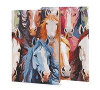 Funda de piel sintética con estampado de caballos de dibujos animados para notas de campo u otros cuadernos de bolsillo de 20,6 x 14,2 x 1 cm