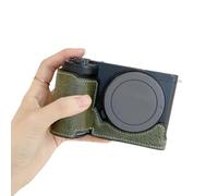 Funda de piel sintética con forro interior suave para ZVE10 II que ofrece protección completa y cambio rápido de tarjeta de memoria, protector de cámara con forro suave