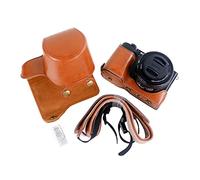Funda de piel sintética de calidad para Sony ZV-E10 - Funda protectora de agarre con correa - Marrón