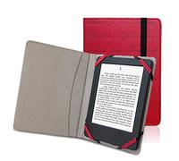 Funda de piel sintética estilo libro para lector de libros electrónicos de 6 pulgadas para Sony/Kobo/Pocketbook/nook/tolino 6 pulgadas lector de libros electrónicos (Autor-Rojo)