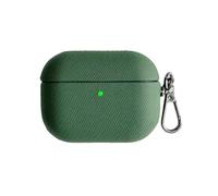 Funda de piel sintética para Apple AirPods Pro 3, 2,5 mm de grosor, a prueba de golpes, con mosquetón, resistente a los arañazos, se ajusta perfectamente, acceso a la carga sin quitar, color verde