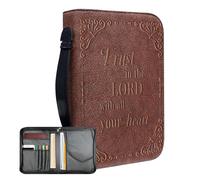 Funda de piel sintética para Biblia, bolsa de transporte, almacenamiento de libros, bolsa protectora portátil con asa para Biblia, libro de oración, devocional, estudio e iglesia, práctico bolso