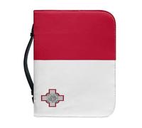 Funda De Piel Sintética Para Biblia Para Hombre Y Mujer | Estuche Con Cremallera Para Biblia O Libro Con Asa Bolsa De Transporte Impermeable De Gran Capacidad Con La Bandera De Malta