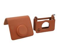 Funda de Piel Sintética para Cámara, Resistente Bolsa Protectora Antiarañazos con Cubierta Magnética, Tacto Cómodo Simulado, Correa de Hombro Portátil para Mini (Brown)