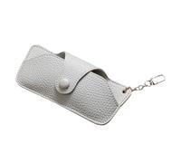Funda de piel sintética para gafas, soporte de cadena para hombres y mujeres con cierres de botón, forro protector de flocado