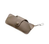 Funda de piel sintética para gafas, soporte de cadena para hombres y mujeres con cierres de botón, forro protector de flocado