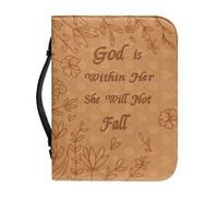 Funda de piel sintética para libro, funda protectora con cierre de cremallera con asa, organizador manual compacto | Funda para libros de viaje de la Biblia con correa para lectura y