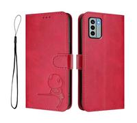 Funda de piel sintética para Nokia G22, cartera con bloqueo RFID, ranuras para tarjetas, soporte para portátil, función atril, a prueba de golpes, compatible con Nokia G22, color rojo rosa