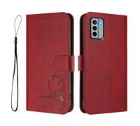 Funda de piel sintética para Nokia G22, cartera con bloqueo RFID, ranuras para tarjetas, soporte para portátil, función atril, a prueba de golpes, compatible con Nokia G22, color rojo vino