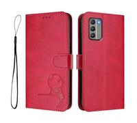 Funda de piel sintética para Nokia G400, cartera con bloqueo RFID, ranuras para tarjetas, soporte para portátil, función atril, a prueba de golpes, compatible con Nokia G400, color rojo vino