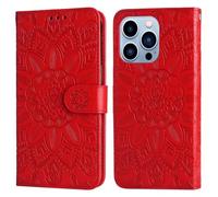 Funda de piel sintética para OPPO Reno 13 5G, diseño de girasol, antigolpes, piel sintética, con ranuras para tarjetas y soporte, color rojo