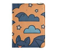 Funda de piel sintética para pasaporte con ranuras para tarjetas de crédito, bonitos murciélagos en patrón de vuelo, funda de piel con bloqueo RFID, para mujeres y hombres