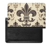 Funda de piel sintética para pasaporte, diseño de flor de lis y escudo de caballero, funda protectora portátil para pasaporte, unisex, organizador de documentos para vacaciones, viajes de negocios