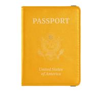 Funda de piel sintética para pasaporte, funda impermeable para pasaporte, organizador de documentos para vacaciones familiares, accesorios, viajes, Amarillo/Naranja, 1 size, Casual