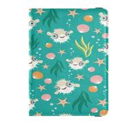 Funda de piel sintética para pasaporte, impermeable, para mujeres y hombres, bonito libro de pasaporte, viajes, peces y algas marinas, Multi, 1 size, Casual