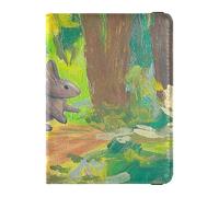 Funda de piel sintética para pasaporte, ligera, para mujeres, hombres, familia, lindo libro de pasaporte, viajes, conejito saltando por un camino personalizado, Conejito saltando a lo largo de un