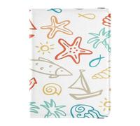 Funda de piel sintética para pasaporte, ligera, para mujeres y hombres, organizador de documentos, accesorios, vector de viaje, contorno de verano, sin límites, Multi, 1 size, Casual