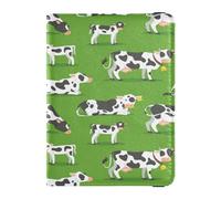 Funda de piel sintética para pasaporte, ligera, para vacaciones familiares, bonito libro de pasaporte, artículos esenciales de viaje, vacas con terneros, color verde, Multi, 1 size, Casual